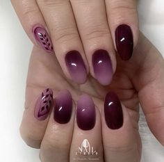 Burgundy Acrylic Nails, Purple Ombre Nails, Hard Gel Nails, Gel Nail Art Designs, Fall Gel Nails, Beige Nails, Short Acrylic Nails Designs, Elegant Nails, Classy Nails