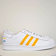 Adidas Superstar Man's Size 11 Product Code Gz4741 Brand New With Original Box Shipping Same Day Or Next Day Pet Smoke Free Yellow Adidas Lace-up Sneakers, Adidas Custom Yellow Sneakers For Streetwear, Yellow Adidas High-top Sneakers, Yellow High-top Adidas Sneakers, Yellow Low-top Sneakers With Adidas Logo, Adidas Custom Yellow Low-top Sneakers, Yellow Adidas Custom Low-top Sneakers, Custom Yellow Low-top Adidas Sneakers, Yellow Adidas Sporty Sneakers