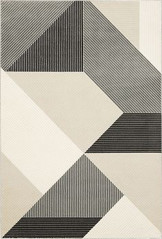 an abstract rug with black and white stripes