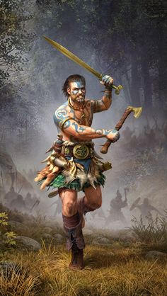 Scottish Warrior, Celtic Gods, Historical Warriors, Celtic Warriors, Ancient Celts, Heroic Fantasy, Celtic Culture, Ancient Warfare, Celtic Mythology