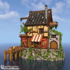 Download more builds like these on Patreon Minecraft Fisherman House, Minecraft Lighthouse, Minecraft Castle Designs, Rumah Minecraft Sederhana, Minecraft Structures, Minecraft Interior Design, Minecraft House Plans, Bangunan Minecraft, Minecraft Cottage