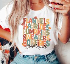 White Tops For Fall, Fun Fall Top With Letter Print, Fun Letter Print Tops For Fall, Fun Letter Print Top For Fall, White Graphic Print Sublimation Design For Fall, Casual Fall Sublimation Print Design, Fall Relaxed Fit T-shirt With Sublimation Print, Fall Coffee Sublimation Designs, Fall Sublimation Print Relaxed T-shirt