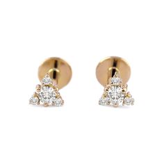 Triangle Shaped Diamond Stud Earrings, 10K/ 14K/ 18K Yellow Gold Stud Earrings, Luxury Jewelry, Multi Diamond Earrings, Flat Back Earrings. ≫ Features * Items Code: SGT01053_47334 * Metal: 14K Solid Gold (18K also available - Additional fees may apply) * Gold Purity: 14K solid White  gold with stamped * More options in gold color: Rose gold, yellow gold, White gold * Diamond: 100% Genuine Diamond * Diamond Wt: 0.22 ct. * Diamond Color: G-H * Diamond Clarity: SI * Diamonds Cut: Brilliant Cut (Excellent Cut) * Studs Size: 4.5 mm ≫ FAQ below for more detail. ✦ Sizing  We can adjust most items to fit your sizing preferences. Most items can be made to any size and length. Please leave a note at checkout or contact us via Etsy conversation. Even after purchasing the item, you can still ask us to 14k Yellow Gold Cluster Earrings, Pierced, 14k Yellow Gold Pierced Cluster Earrings, Yellow Gold 14k Pierced Cluster Earrings, Pierced 14k Yellow Gold Cluster Earrings, 14k Yellow Gold Cluster Earrings With Vvs Clarity, 14k Yellow Gold Cluster Earrings Vvs Clarity, Flat Back Earrings, Triangle Shape, Gold Studs