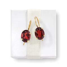 Ross-Simons - 3.00 ct. t. w. Garnet Drop Earrings in 14kt Yellow Gold. Proclaim your appreciation for luxurious style and dramatic color with these 3.00 ct. t. w. garnet drop earrings. The oval garnets really gleam with lush burgundy tones, swaying with your every move. Hanging length is 5/8". Locking earwire, garnet drop earrings. Garnet birthstones are the perfect gift for January birthdays. Classic Gemstone Earrings For Formal Occasions, Classic Formal Gemstone Earrings, Classic Formal Earrings With Ear Wire, Elegant Oval Faceted Earrings, Formal Oval Faceted Earrings, Elegant Faceted Earrings For Formal Occasions, Elegant Faceted Earrings For Formal Events, Classic Faceted Yellow Gold Earrings, Classic Faceted 14k Gold Earrings