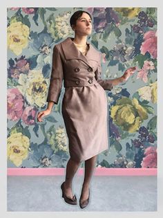 Christian Dior Taupe Silk Mohair Suit from DRESS in Bridport Mohair Skirt, Mauve Colour, Box Jacket, Knee Length Skirt Pencil, Silk Suit, Mauve Color