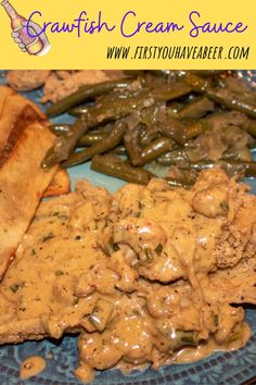 Crawfish Cream Sauce on top of fried fish on a plate Dinner Ideas With Crawfish Tails, Crawfish Mushroom Cream Sauce, Frozen Crawfish Tail Meat Recipes, Crawfish Cream Sauce For Fish, Cajun Crawfish Cream Sauce, Creole Crawfish Gravy, Crawfish Sauce For Fish, Creamy Creole Sauce, Creamy Crawfish Sauce