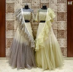 Ruffle Lehanga Designs Latest, Ruffled Dupatta Lehenga, Frill Dupatta Designs With Lehenga, Ruffle Dupatta Lehenga, Croptop Lehenga Designs Latest, Lehenga With Ruffle Dupatta, Normal Blouse Designs, Indian Fancy Dress, Ruffle Blouse Designs