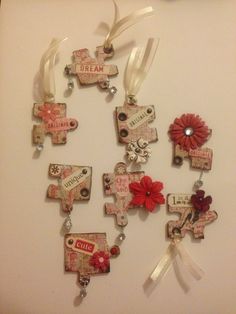 a white wall with some charms on it