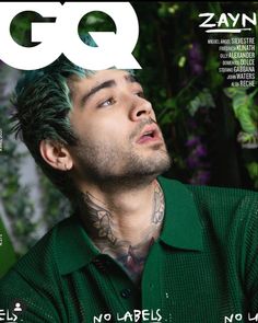 a man with green hair is featured on the cover of gq's magazine