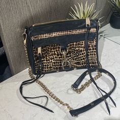 Sold Exclusively At Saks. Very Rare Bag. Giraffe Print, Calf Hair Mini Mac. Gold Accents. Black Leather. Orange Pumps, Rebecca Minkoff Crossbody Bag, Rebecca Minkoff Mini Mac, Strappy High Heels Sandals, Feed Bags, Mini Mac, Brown Leather Bag, Black Leather Crossbody Bag, Brown Purses