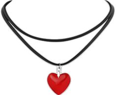 Trendy Black Heart Necklace For Gift, Trendy Black Heart Necklace For Valentine's Day, Black Double Heart Necklace For Valentine's Day, Valentine's Day Black Double Heart Necklace, Gift Black Heart Choker Necklace, Black Heart Choker Necklace For Gift, Black Heart Beads Necklace For Valentine's Day, Black Heart Choker Necklace Gift, Y2k Necklaces