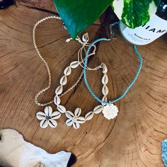 $10 Each Or $25 For All 3. White Beach Necklaces For Spring, White Beach Necklace For Spring, Spring Beach White Necklace, Cream Shell Necklace For Beach, Adjustable Cream Shell Necklace For Beach, Trendy Beige Jewelry For Beach, Casual Cream Jewelry For Beach, Adjustable Blue Shell Necklace For Summer, Beige Jewelry For Spring Vacation