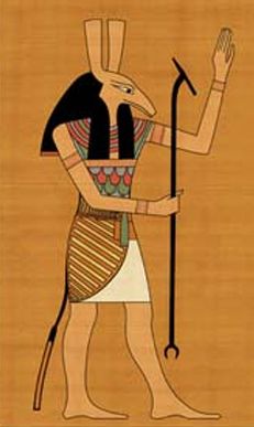 an ancient egyptian painting depicting the god tutan