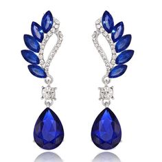 Wicked Wonders VIP Bling Earrings Vintage Flight Royal Blue Gem Statement Earrings Affordable Bling_Bling Fashion Paparazzi Brides Earrings, Earrings Prom, Bridal Statement Earrings, Dangle Earrings Wedding, Prom Earrings, Bride Earrings, Prom Jewelry, Teardrop Dangle Earrings, Wedding Party Jewelry