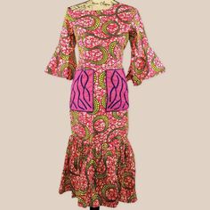 Hajima African Print Midi Dress - Leone Culture Kente Dress, Purple Midi Dress, Yellow Midi Dress, Embroidered Midi Dress, Ankara Dress, African Print Dress, Embroidery Dress, Printed Midi Dress, African Wear