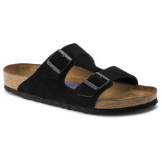 Arizona Suede Leather Soft Footbed Black | BIRKENSTOCK Mocha Birkenstock, Birkenstock Style, Birkenstock Men, Two Strap Sandals, Footbed Sandals, Birkenstock Sandals, Birkenstock Arizona, Suede Sandals, Women Leather