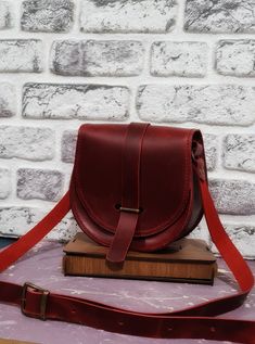 Red Leather Bag for Women, Burgundy Purse, Burgundy Leather Purse, Messenger Bag, Leather Crossbody Bag for women, Red Leather Saddle Bag Shaped As Satchel, Classic Red Shoulder Bag For Gift, Classic Red Shoulder Bag As Gift, Red Leather Satchel Saddle Bag, Red Leather Saddle Bag In Satchel Shape, Burgundy Leather Crossbody Flap Bag, Red Leather Saddle Bag For Formal Occasions, Red Leather Saddle Bag For Formal Events, Red Leather Saddle Bag With Adjustable Strap