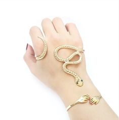 Snake Palm Cuff Bracelet Adjustable Snake-shaped Metal Jewelry, Adjustable Snake Shaped Metal Jewelry, Adjustable Metal Snake Ring, Handmade Adjustable Metal Snake Ring, Adjustable Handmade Metal Snake Ring, Elegant Adjustable Metal Snake Ring, Trendy Snake-shaped Party Jewelry, Trendy Snake-shaped Jewelry For Parties, Trendy Snake-shaped Metal Jewelry