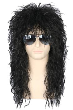 PRICES MAY VARY. Heat Resistant Synthetic fiber wig black curly style.Natural,Comfortable and soft to the touch. The Black wig perfect for 80s themed party,Mullet Cosplay,80s clothes accessories,Fancy dress ball,Halloween costumes or Just fun. Wig length: 20 inch.Adjustable cap(22-24.5 inch)Suitable for most people head.Hand wash! Just shake and fluff it out first!Not satisfied with the full refund! Package:only 1*wig,1*net cap and 1*operation manual.Top quality from US brand Topcosplay. Mullet Wigs, 80s Wig, Rocker Costume, Black Mullet, 80s Rocker, Mullet Wig, Fancy Dress Ball, Mens 80s, Wig Black