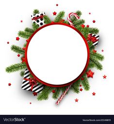 christmas decoration with fir branches and candy canes on white background eps1084