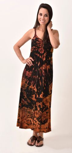 "Our sleek and silky Tie-Dye Maxi Dress adds just the right touch of elegance while keeping things relaxed and easy. Featuring a classic silhouette and soft, stretchy feel, it will soon become your go-to dress for spontaneous warm weather adventures and stress-free travel. One size - Fits sizes 4 -10 52\" length from shoulder Gathered empire waist Braided spaghetti straps Sleeveless Rayon / Spandex Machine washable RAYON SPANDEX BLEND - Luxuriously soft and stretchy, our exclusive blend drapes l Tie Dye Batik Print Maxi Dress, Flowy Tie-dye Batik Print Dress, Spring Tie Dye Maxi Dress With Batik Print, Spring Tie Dye Batik Print Maxi Dress, Flowy Tie-dye Maxi Dress With Batik Print, Flowy Tie Dye Maxi Dress With Batik Print, Fitted Bohemian Batik Print Maxi Dress, Fitted Bohemian Maxi Dress With Batik Print, Flowy Tie Dye V-neck Maxi Dress