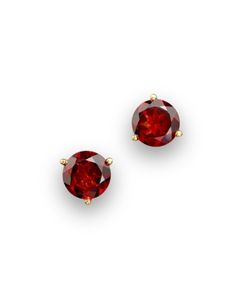 Arresting garnets shine in these striking 14K yellow gold stud earrings. Yellow Gold Stud Earrings, Gold Stud Earrings, Garnet Earrings, Round Stud Earrings, Exclusive Jewelry, Gold Stud, Gold Earrings Studs, Gold Studs, Elegant Outfit