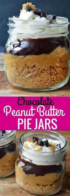 chocolate peanut butter pie in a glass jar