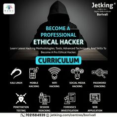 a poster with an image of a person sitting in front of a table and the words, become a professional ethical hacker