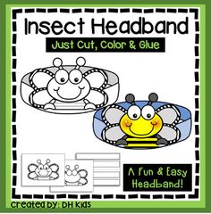 insect headband for kids to color and glue with the text insect headband just cut, color & glue