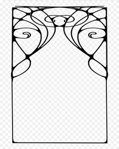 an art nouveau style window frame with swirls and leaves on the glass, transparent background