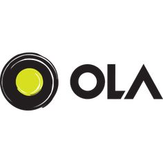 the logo for ola is shown in black and yellow