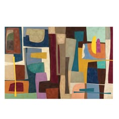 an abstract painting with various colors and shapes