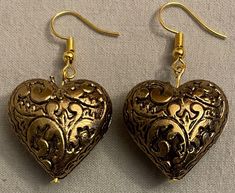 Making Earrings, Puffy Heart, Cute Charms, Heart Earrings, Cute Jewelry, Ear Wires, Have Fun, Ebay Store, Gold Earrings