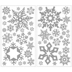 snowflakes are arranged in different shapes and sizes