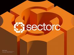 the logo for sector c is shown on an orange and black background with geometric shapes