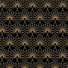 a black and gold background with an intricate design in the center, as well as lines