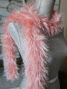 Hand Knit Soft Scarf,   Rose Pink Eyelash Fur,  Fur Trim for Outfit,  This is a fun scarf!  Perfect teachers gift. Eyelash yarns are so much fun, very elegant too,  would make any ordinary sweater to a one of a kind one.  I have been using them for years, can not make enough of them :)  Very soft, I make them with a bigger knitting needle,  this way I can get the best out of the yarns and this way they do feel light.  The Eyelashes are very smooth and shiny. Just enough warmness for you to use i Pink Scarves As Gifts, Pink Knitted Scarves For Winter, Pink Knitted Winter Scarves, Pink Hand Knitted Scarves One Size, Pink Crochet Scarves, Knit Scarf Women, Eyelash Scarf, Scarf Rose, Womens Scarf