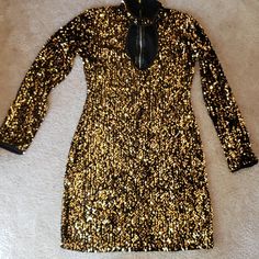 Gold Sequins Velvet Long Sleeve Party, Stage, Birthday, Singer, Flashy Event Dress .Dress In Very Good Condition.Size Small.If You Want It A Little Fitted , It Can Fit A Medium As Well . Gold Mini Dress For Winter Party, Gold Fitted Dress For Party, Gold Sequined Mini Dress For Fall, Fitted Sequin Dress For Formal Winter Events, Fitted Sequin Dress For Winter Formal, Gold Evening Dresses For Winter, Fitted Sequin Dress For Fall Party, Fitted Sequin Dress For Club In Fall, Embellished Club Dress For Fall