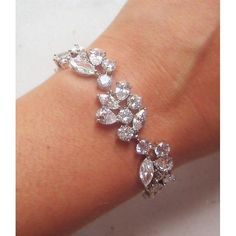 Round, Pear & Marquise Diamond 12 Ct Ladies Bracelet Solid Gold White 14K Tennis Bracelet Cristal Bracelet, Bridal Cuff, Gold Door, Swarovski Crystal Bracelet, Swarovski Bracelet, Prom Jewelry, Bridal Bracelet, Gold Crystal, Crystal Wedding