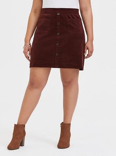 Chocolate Brown Corduroy Button Mini Skirt Button Midi Skirt, Plain Skirt, Mini Skater Skirt, Overall Skirt, Button Front Skirt, Shirt Tucked In, Mini Pencil Skirt, Knit Midi Skirt, Brown Corduroy