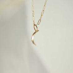 Introducing the Mini Luna Necklace, a delicate version of our signature Luna Necklace. Handcrafted in the enchanting shape of a crescent moon, this piece features meticulously hammered details that enhance the moon's craters and soft light. Elevate your style with this artisanal masterpiece, perfect for adding a subtle touch of celestial charm to any look. Handcrafted in the USA, DETAILS:Hypoallergenic, Water Resistant Material : 14/20 Gold filled Dimensions: height 15mm, width 3mm Necklace Leng Elegant Crescent Shaped Hammered Jewelry, Hammered Half Moon Jewelry As A Gift, Minimalist Crescent Hammered Jewelry, Elegant Crescent Hammered Jewelry, Hammered Crescent Jewelry Gift, Elegant Hammered Crescent Jewelry, Delicate Moon Charm Pendant Jewelry, Hammered Half Moon Jewelry For Gifts, Dainty Moon Charm Pendant Necklace