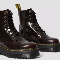 Doc Martens Cherry Red Jadon Arcadia Leather Platform Boots In An 11 Women’s And 9-10 In Men’s Red Doc Martens, Doc Martens, Cherry Red, Platform Boots, Lace Up Boots, Shoe Laces, Womens Boots, Lace Up, Women Shoes