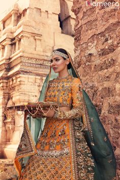 Yellow Lehenga Choli Mehndi Gharara, Pakistani Bridal Mehndi, Walima Outfit, Pakistani Bridal Lehenga, Heavy Dresses, Yellow Lehenga, Raw Silk Fabric, Pakistani Fashion Casual, Pakistani Fashion Party Wear