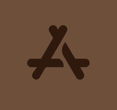 the letter a is made up of two intersecting lines in brown and black, as well as an inverted triangle