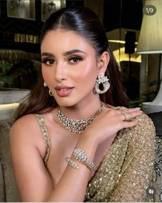 Powerful Goddess, Engagement Makeup, Indoor Ideas, Velvet Dress Designs, Desi Wedding, Beauty Inspo, Girls Makeup, Party Makeup, Wedding Looks