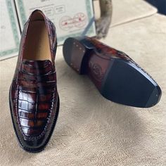 Looking for a pair of dress shoes that is comfortable, and looks super-cool, all at once? Then, try these glossy dress shoes. These dress shoes with a pointed-toe and slip-on closure will add a stylish finishing touch to your outfit while heading for parties and formal events. Crafted from high-quality crocodile skin upper, these hand-painted dress shoes are comfortable to wear.

Specifications




Upper Material: Crocodile Skin

Toe Shape: Pointed Toe

Shoes Type: Casual Business

Season: Sprin Business Dress Shoes With Crocodile Pattern And Round Toe, Business Dress Shoes With Crocodile Pattern, Plain Toe Dress Shoes With Crocodile Pattern For Office, Office Dress Shoes With Crocodile Pattern And Plain Toe, Office Dress Shoes With Crocodile Pattern, Fitted Patent Leather Shoes For Business Casual, Formal Loafers With Crocodile Pattern And Round Toe, Brown Loafers For Fall Party, Patent Leather Dress Shoes With Crocodile Pattern