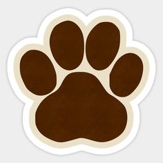 a brown and white paw print sticker