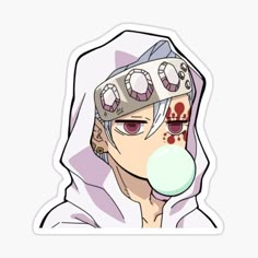 an anime character wearing a hoodie and chewing gum