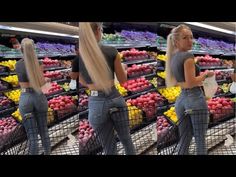 two women are shopping in a grocery store