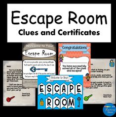 escape room clues and certificates for kids to use in the classroom or at home